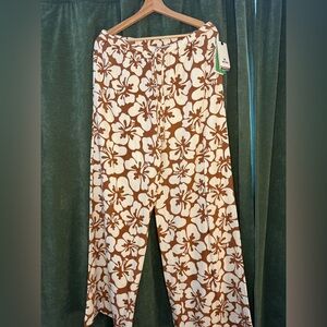 Rip Curl Brown and Cream Floral Pants
